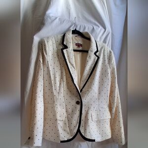 NWOT Merona Cream Blazer with Black Polka Dots